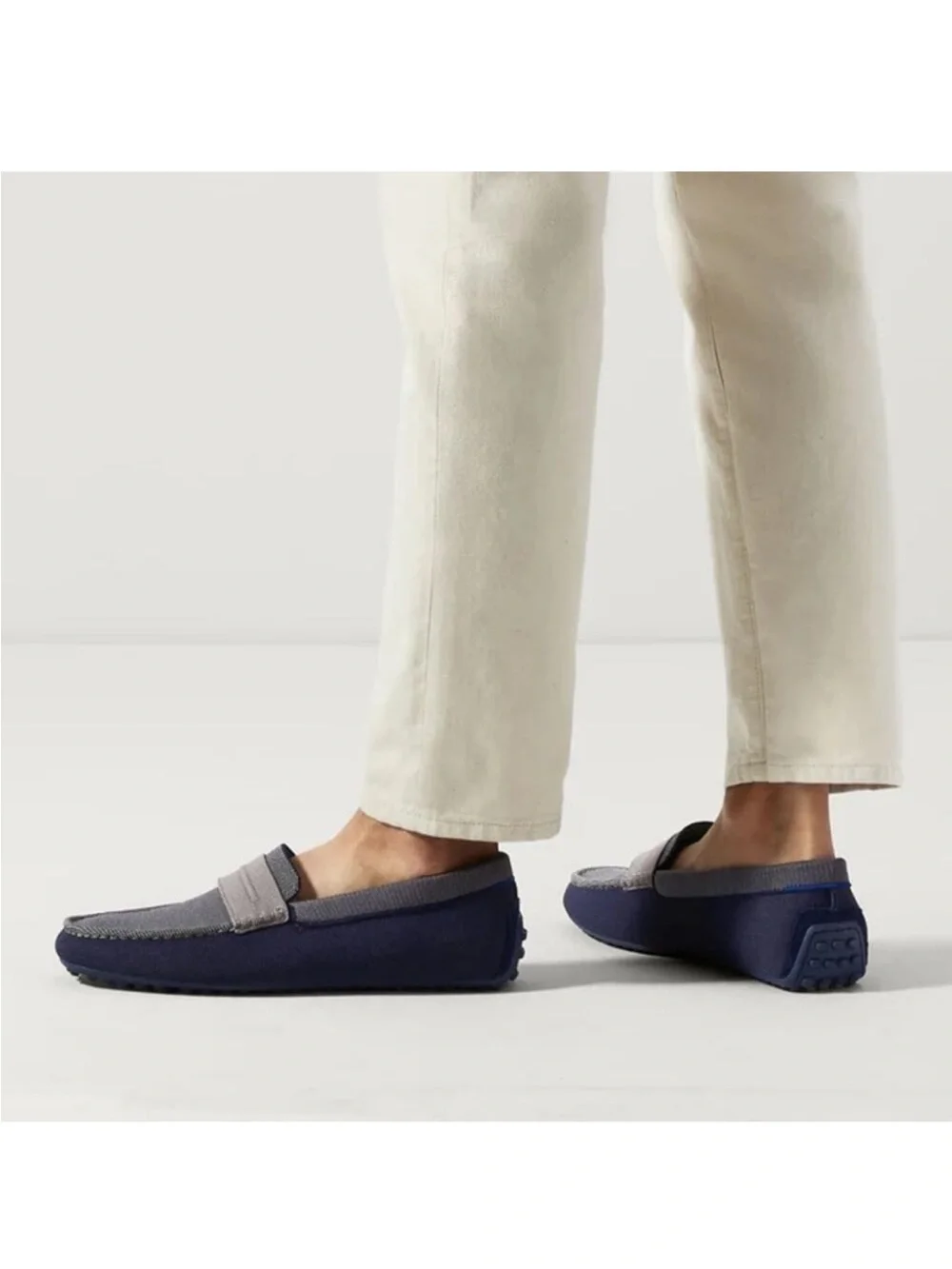 Rothy’s Amalfi Blue & Gray Men’s Driving Loafers Size 10.5